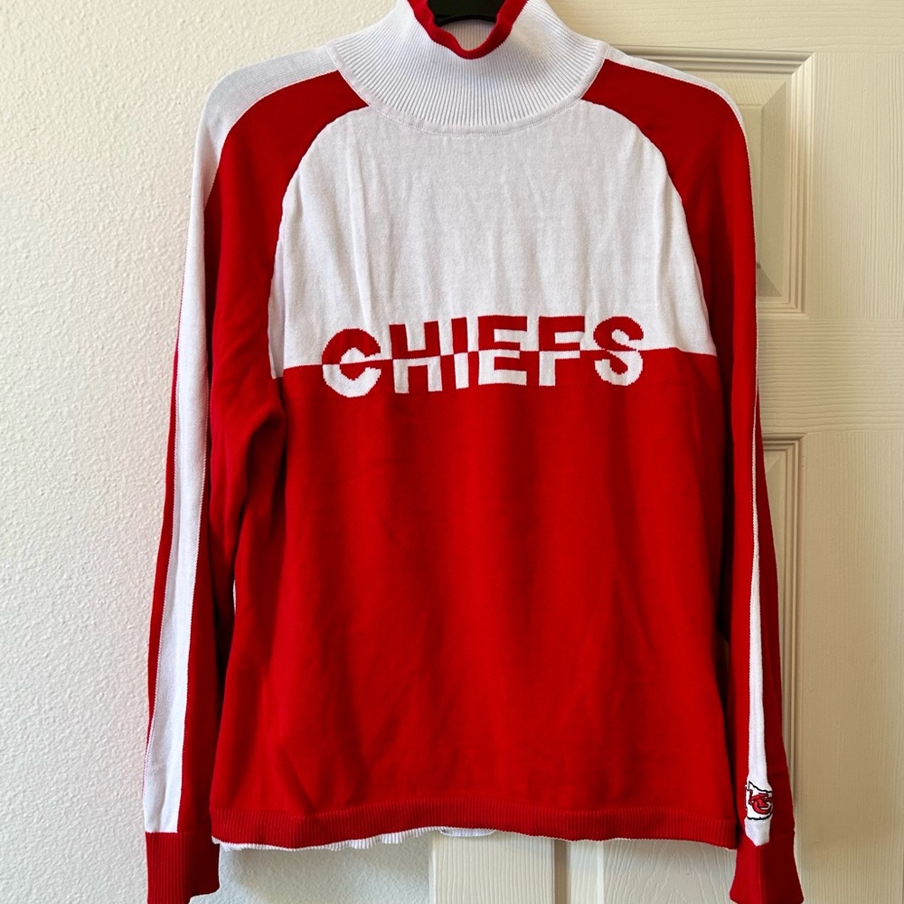 Red and White Chiefs Turtleneck Sweater